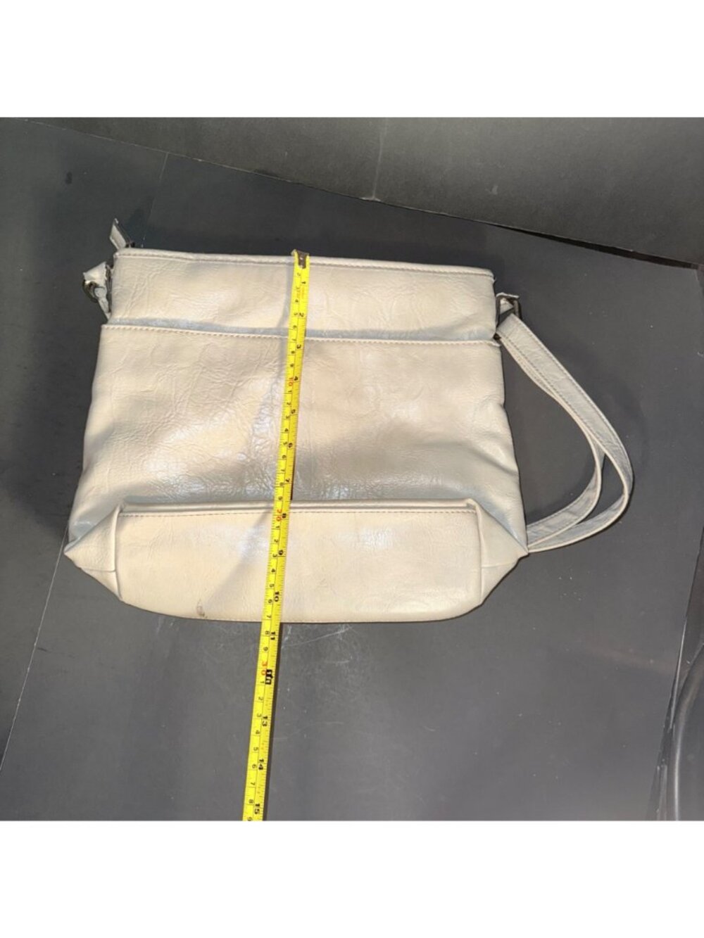 Style & Co White Crossbody Flap Closure Adjustable Strap Pebbled Vegan Leather B - Picture 4 of 4